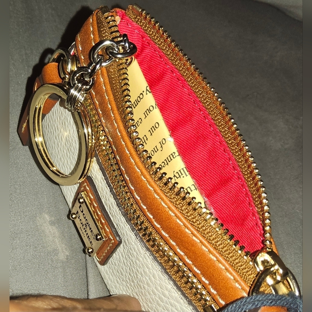 Dooney & Bourke White and Tan Clutch with Leather Trim. - Picture 5 of 5
